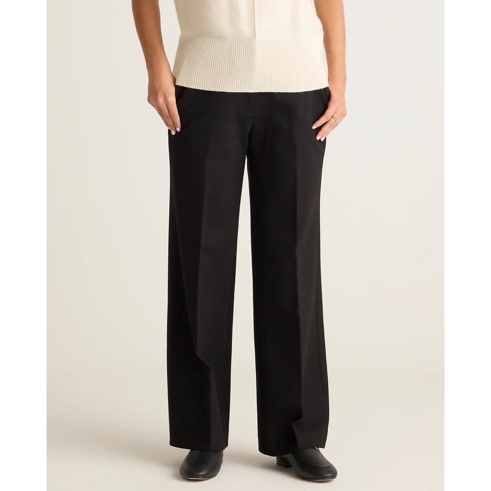 Quince Ultra-Stretch Ponte Wide Leg Trouser Black Size 8 NWT